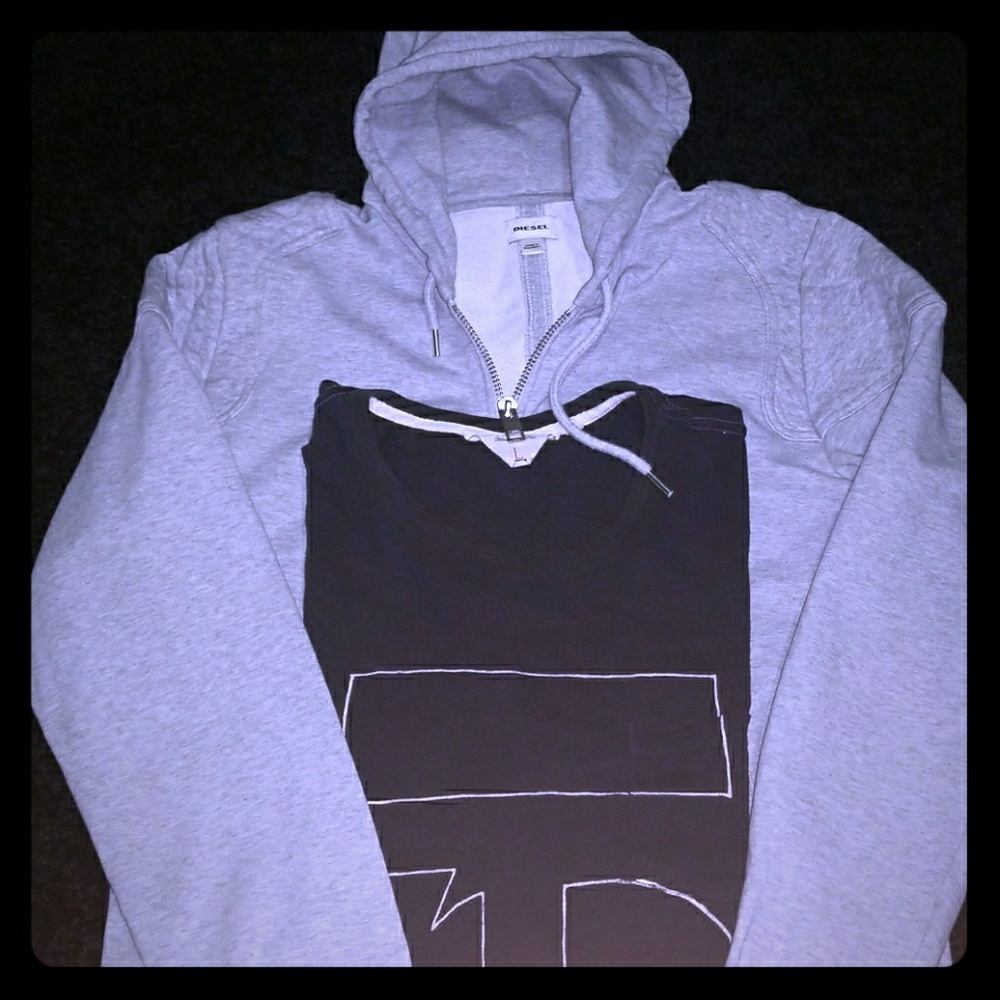 Diesel Hoodie and Rag and Bone tee shirt